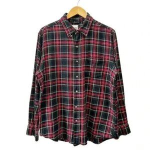 Chaps Men’s Plaid Flannel Long Sleeve Button Down Shirt Red Blue Black Green LG